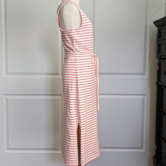 Rails Dress Midi Tie Waist Sleeveless 100% Cotton Knit Ivory Peony Stripe L NWT - Picture 5 of 11